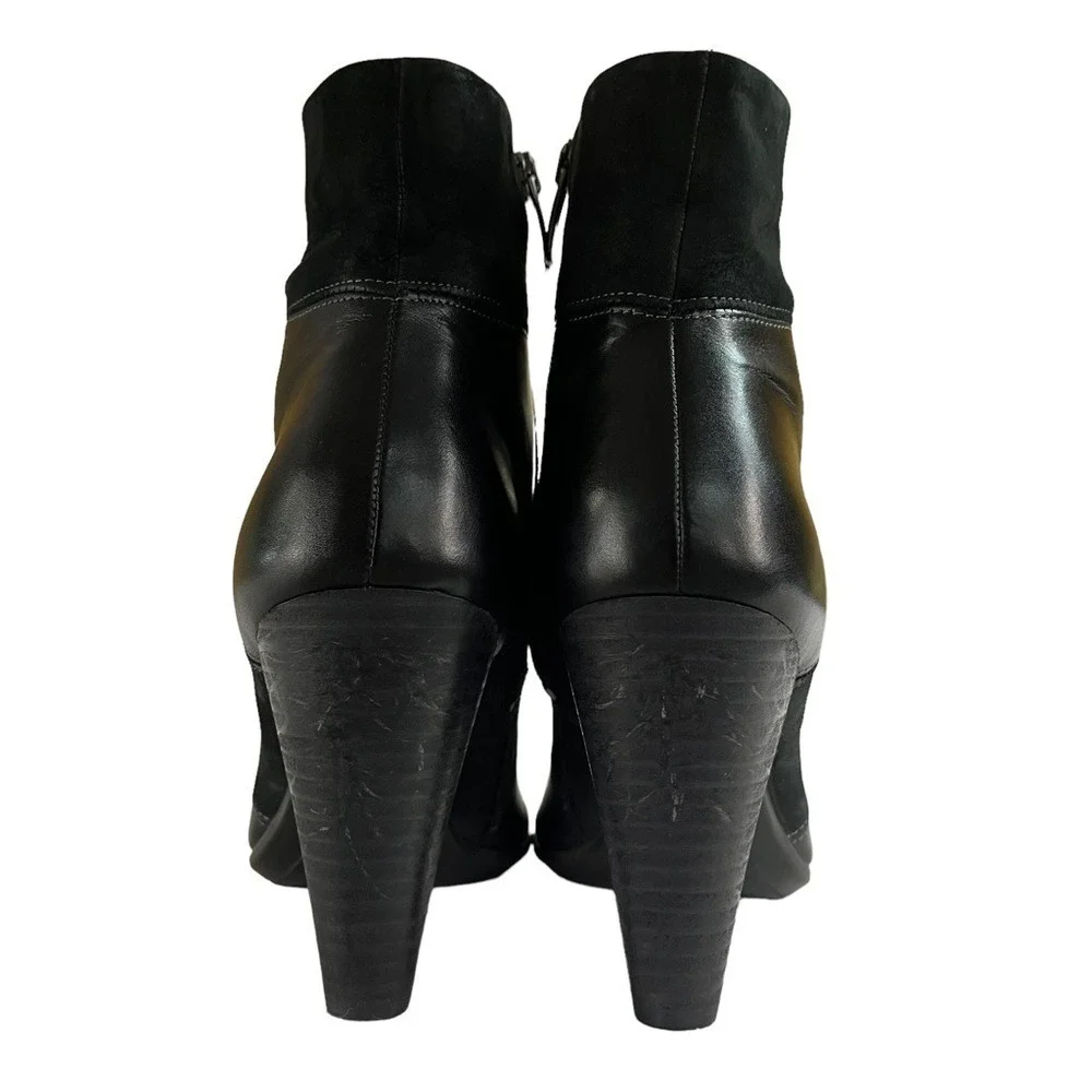 Ecco Boots Womens Size 7-7.5 Black Ankle Side Zipper Heel Booties‎
